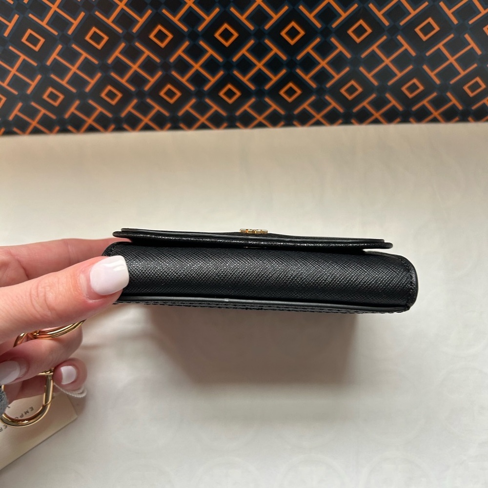 Tory Burch Black Saffiano Leather Key & Card Holder with Gold Hardware - Picture 7 of 10